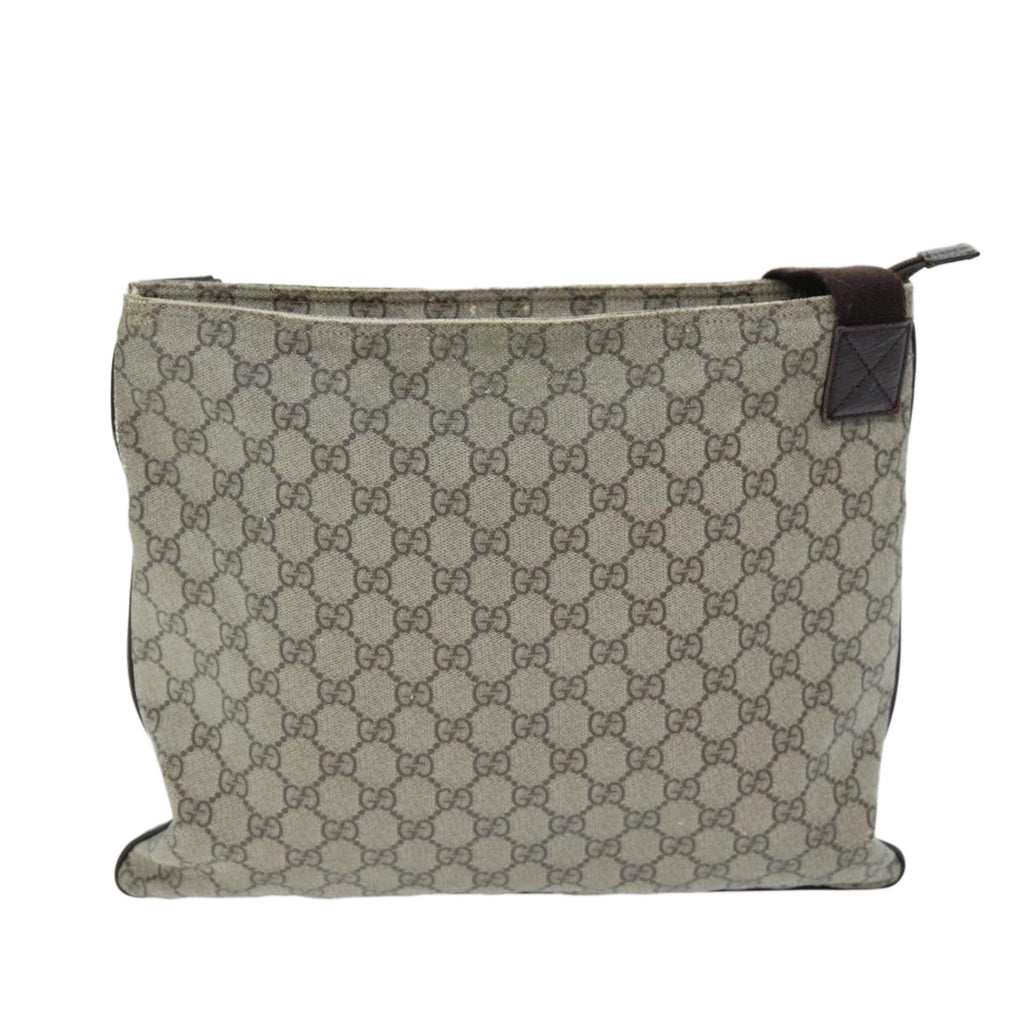 GUCCI GG Supreme Shoulder Bag PVC Leather Beige 141198 am6305