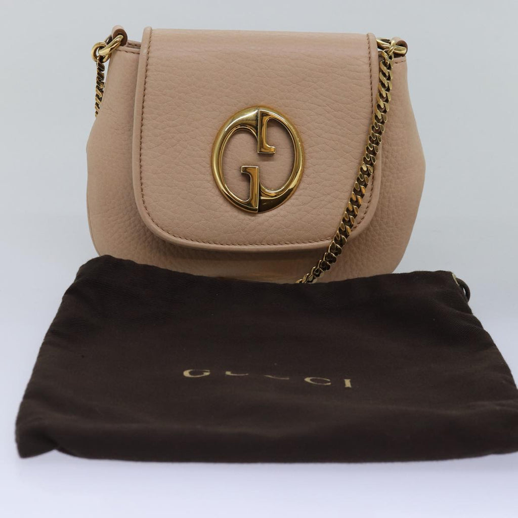 GUCCI Chain Shoulder Bag Leather Beige 251821 am6326