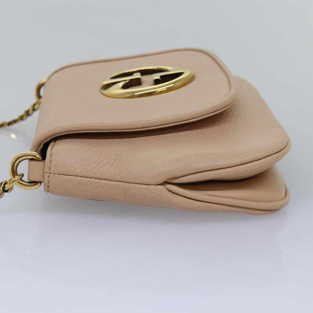 GUCCI Chain Shoulder Bag Leather Beige 251821 am6326