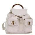 GUCCI Bamboo Hand Bag Patent leather White 003 2058 0016 5 am6347