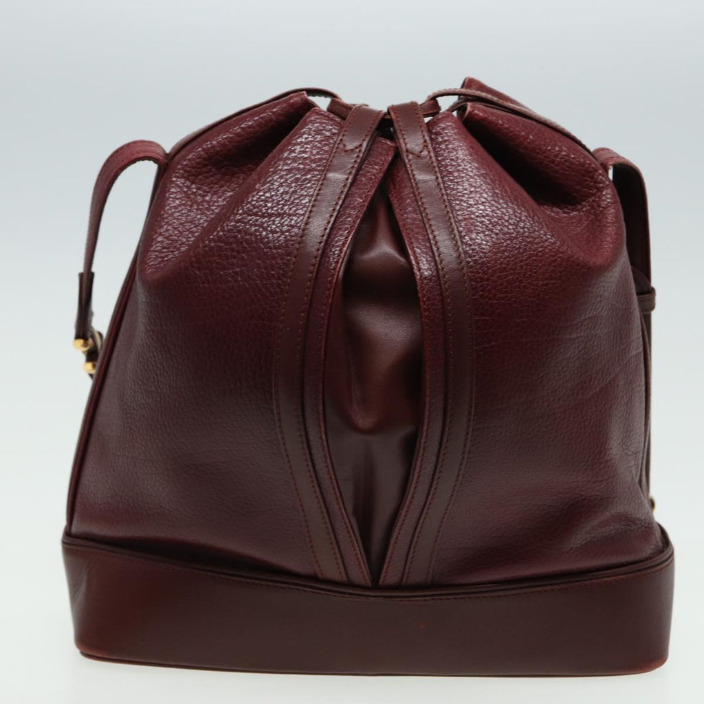 GUCCI Cartier Hand Bag Leather 2Set Khaki Wine Red am6367