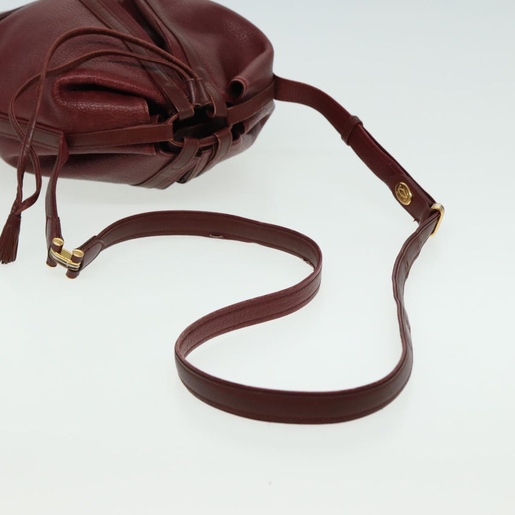 GUCCI Cartier Hand Bag Leather 2Set Khaki Wine Red am6367