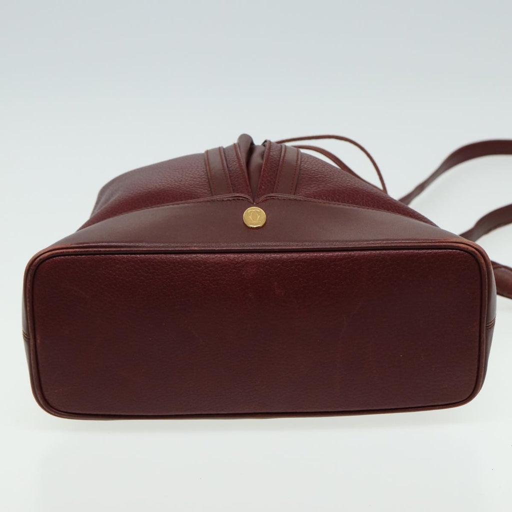 GUCCI Cartier Hand Bag Leather 2Set Khaki Wine Red am6367
