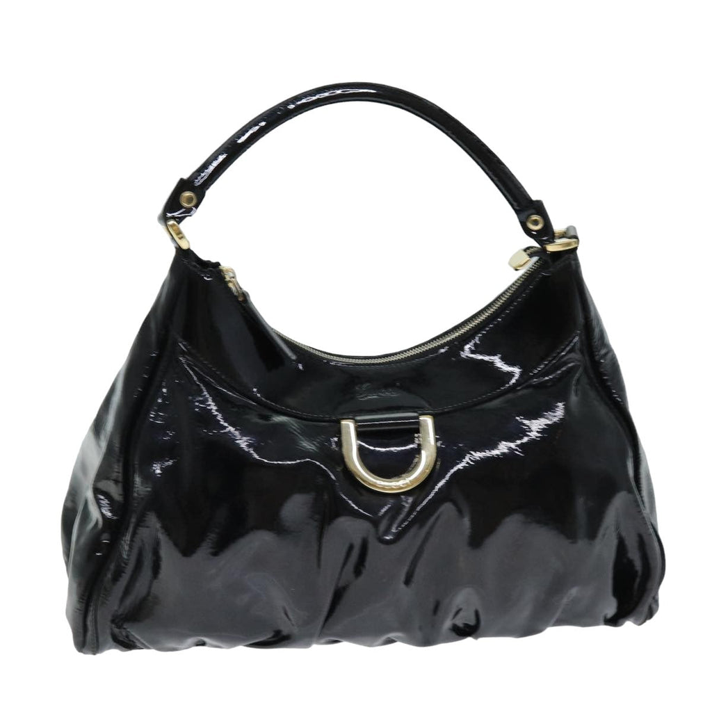 GUCCI Abbey Hand Bag Enamel Black 189833 am6439