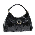 GUCCI Abbey Hand Bag Enamel Black 189833 am6439