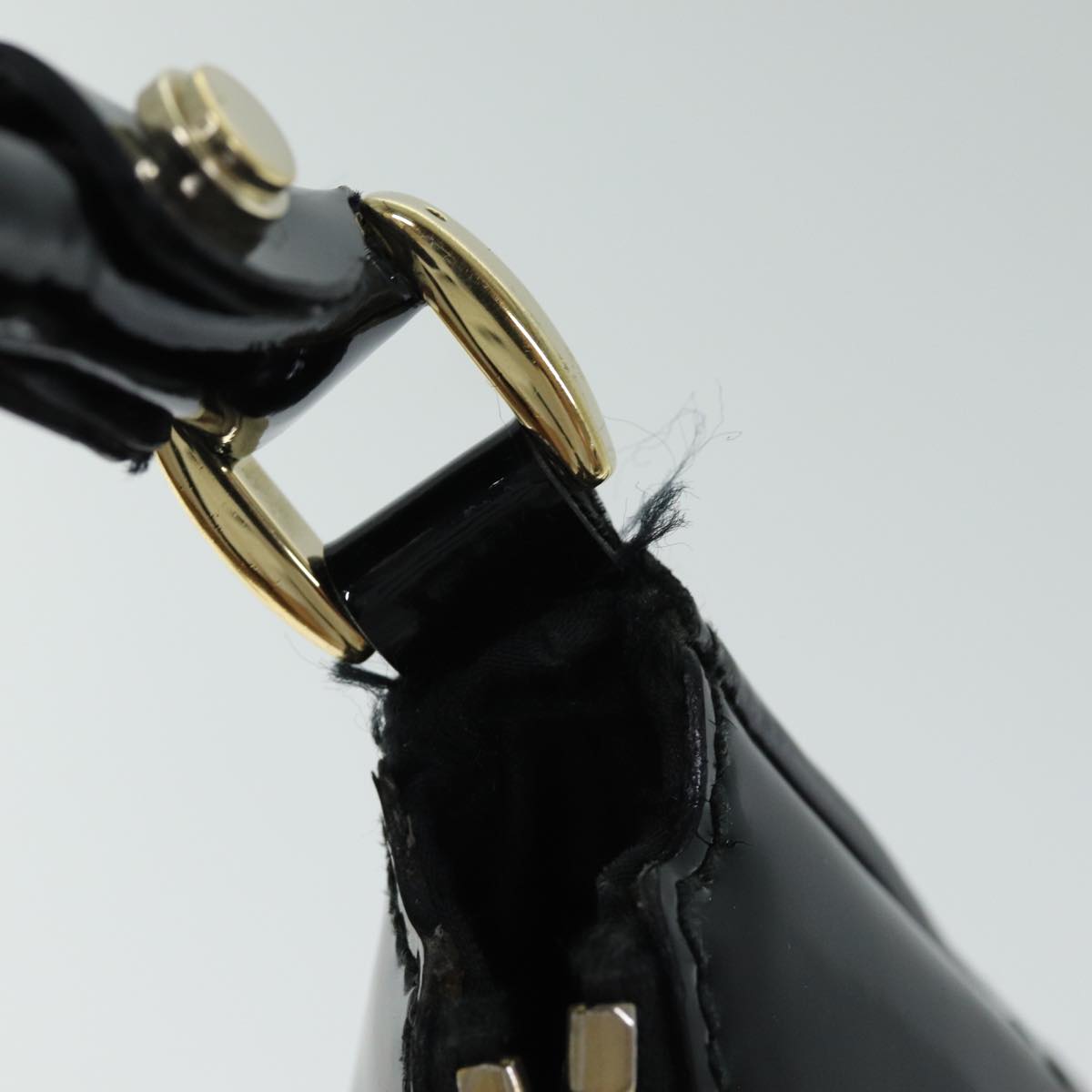 GUCCI Abbey Hand Bag Enamel Black 189833 am6439