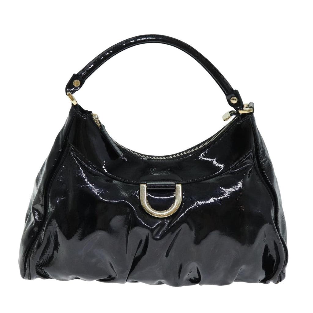 GUCCI Abbey Hand Bag Enamel Black 189833 am6439