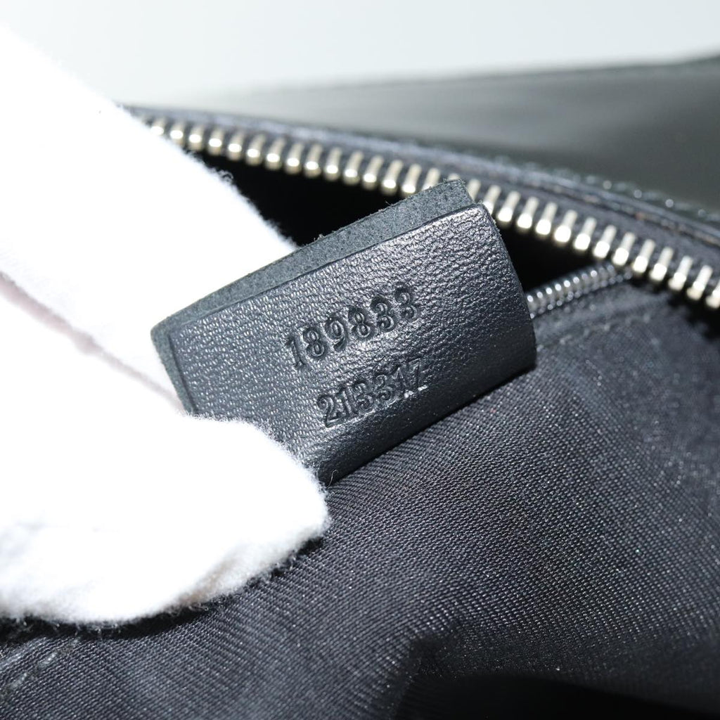 GUCCI Abbey Hand Bag Enamel Black 189833 am6439