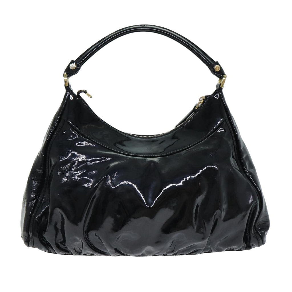 GUCCI Abbey Hand Bag Enamel Black 189833 am6439