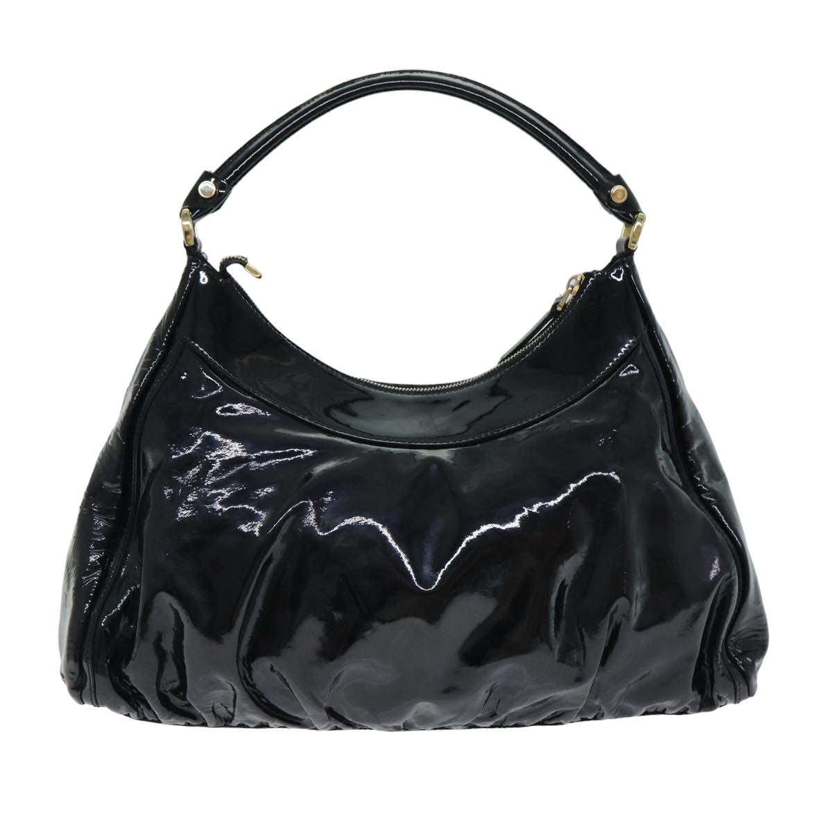 GUCCI Abbey Hand Bag Enamel Black 189833 am6439