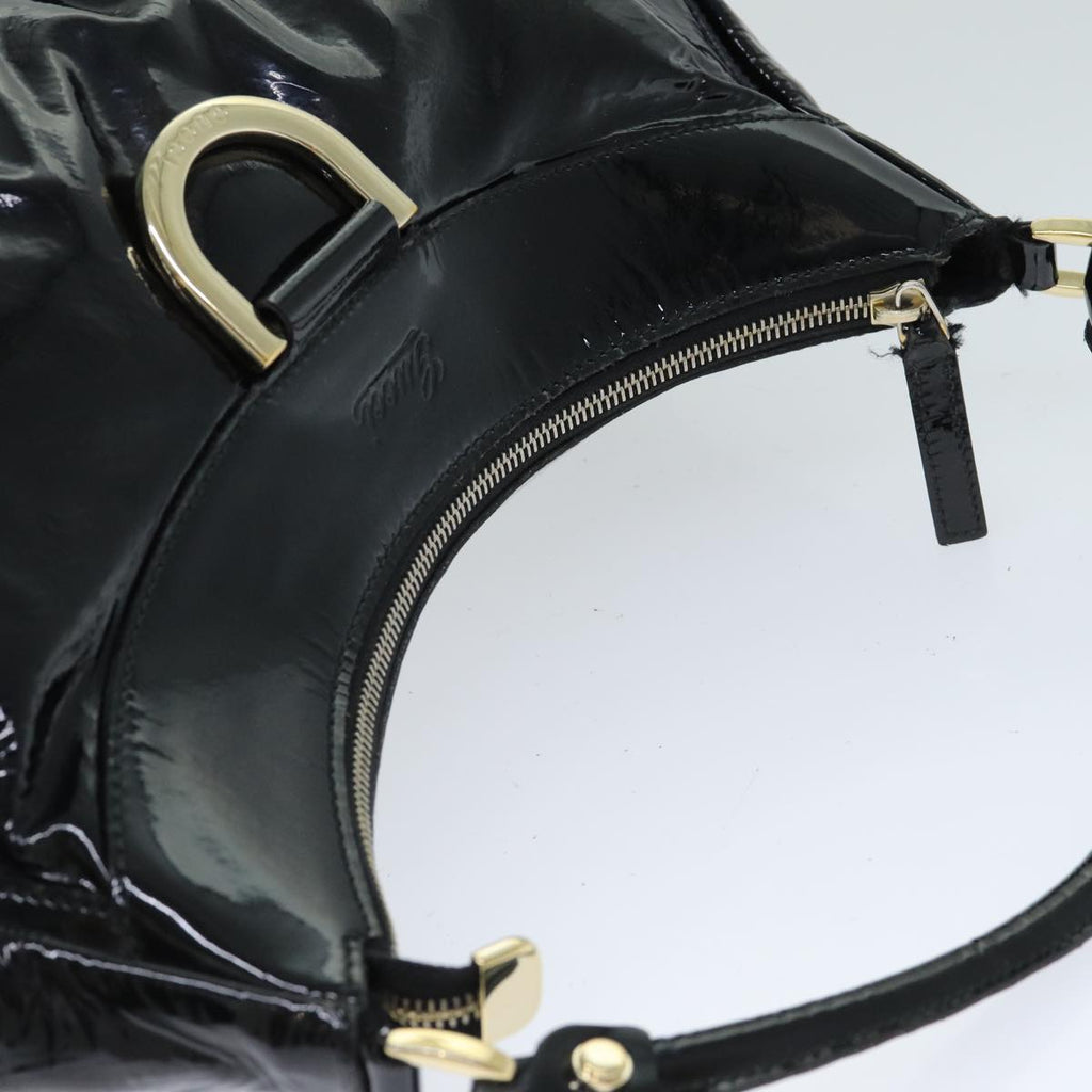 GUCCI Abbey Hand Bag Enamel Black 189833 am6439