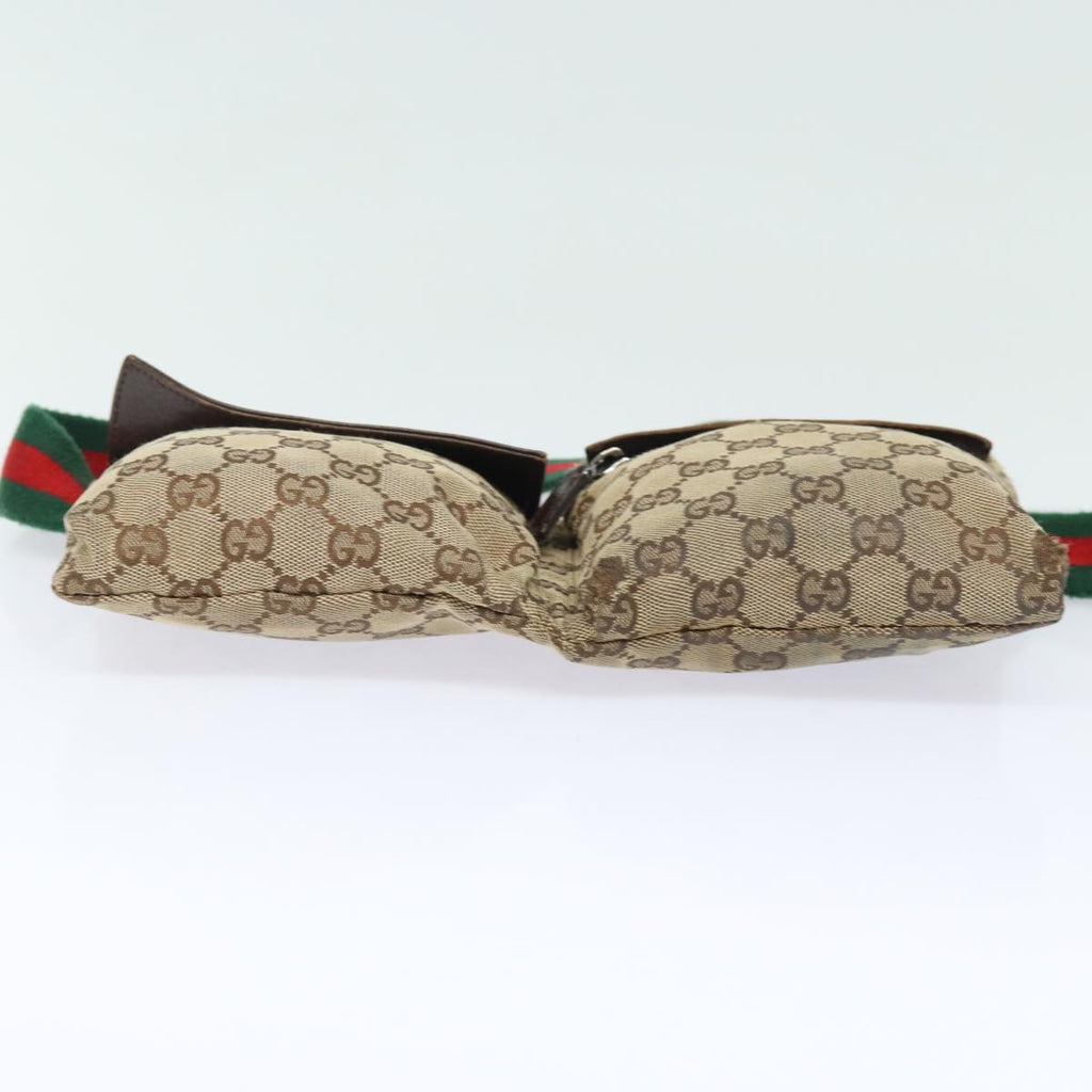 GUCCI GG Canvas Web Sherry Line Waist bag Beige Red Green 28566 am6441