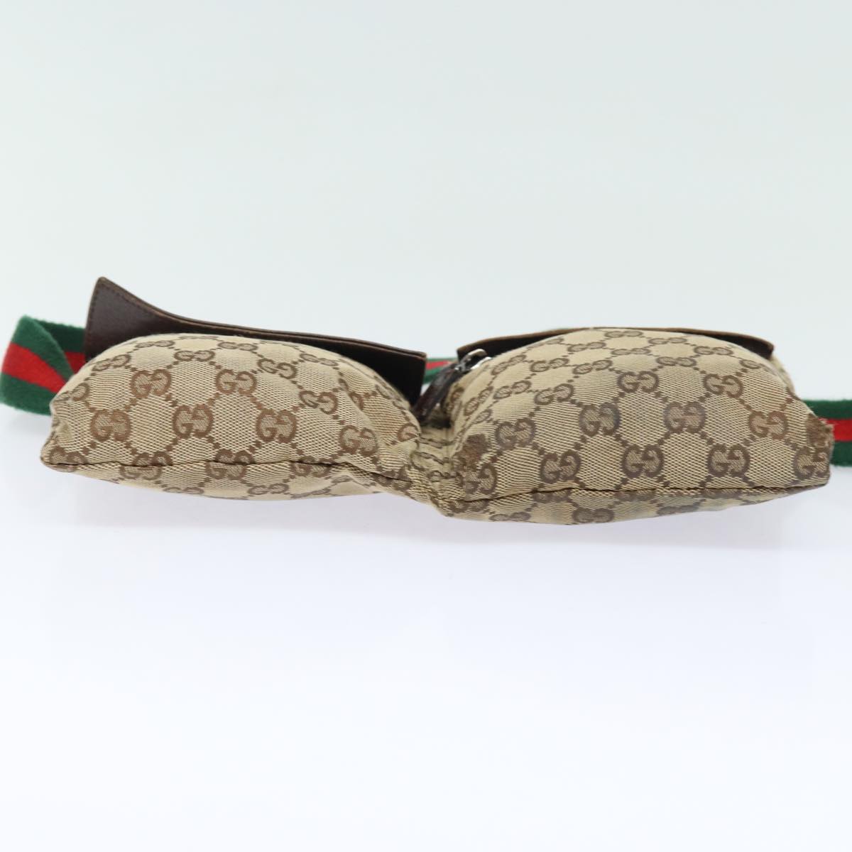 GUCCI GG Canvas Web Sherry Line Waist bag Beige Red Green 28566 am6441