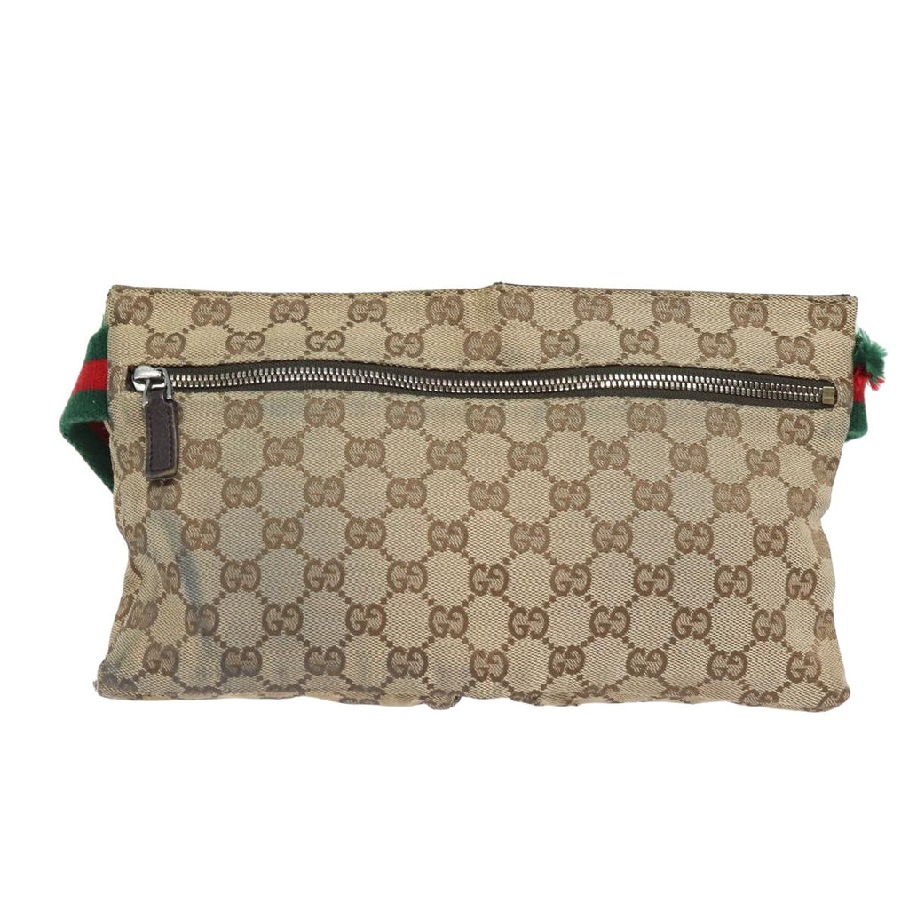GUCCI GG Canvas Web Sherry Line Waist bag Beige Red Green 28566 am6441