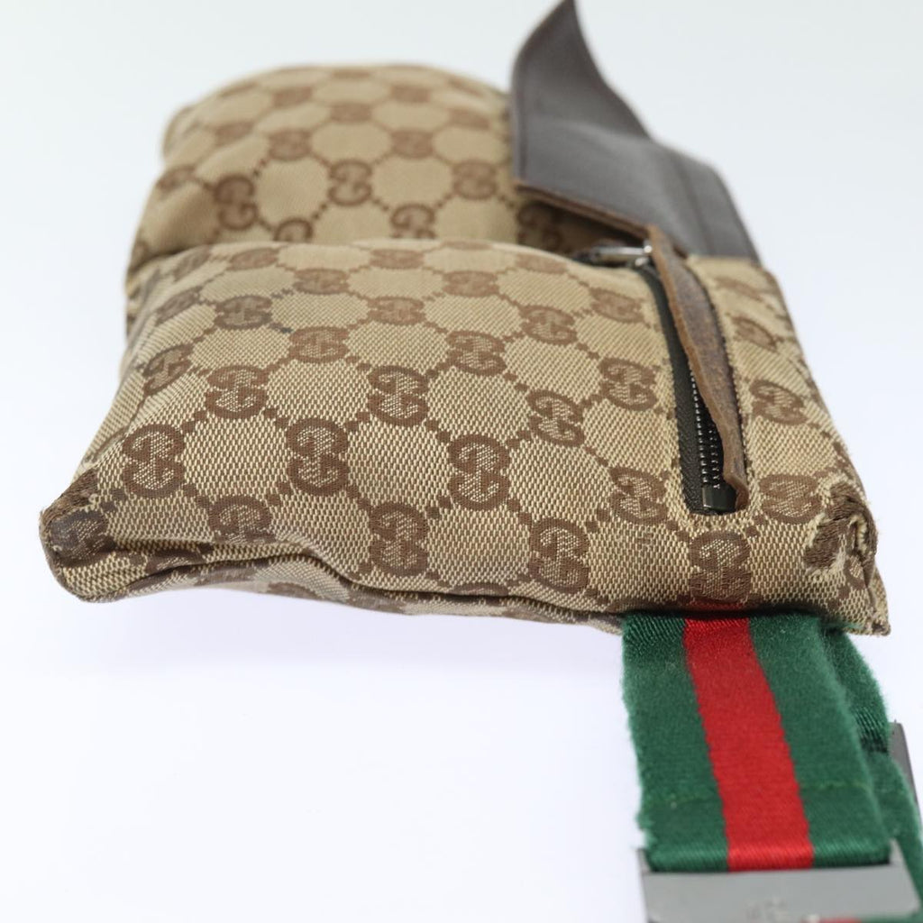 GUCCI GG Canvas Web Sherry Line Waist bag Beige Red Green 28566 am6441