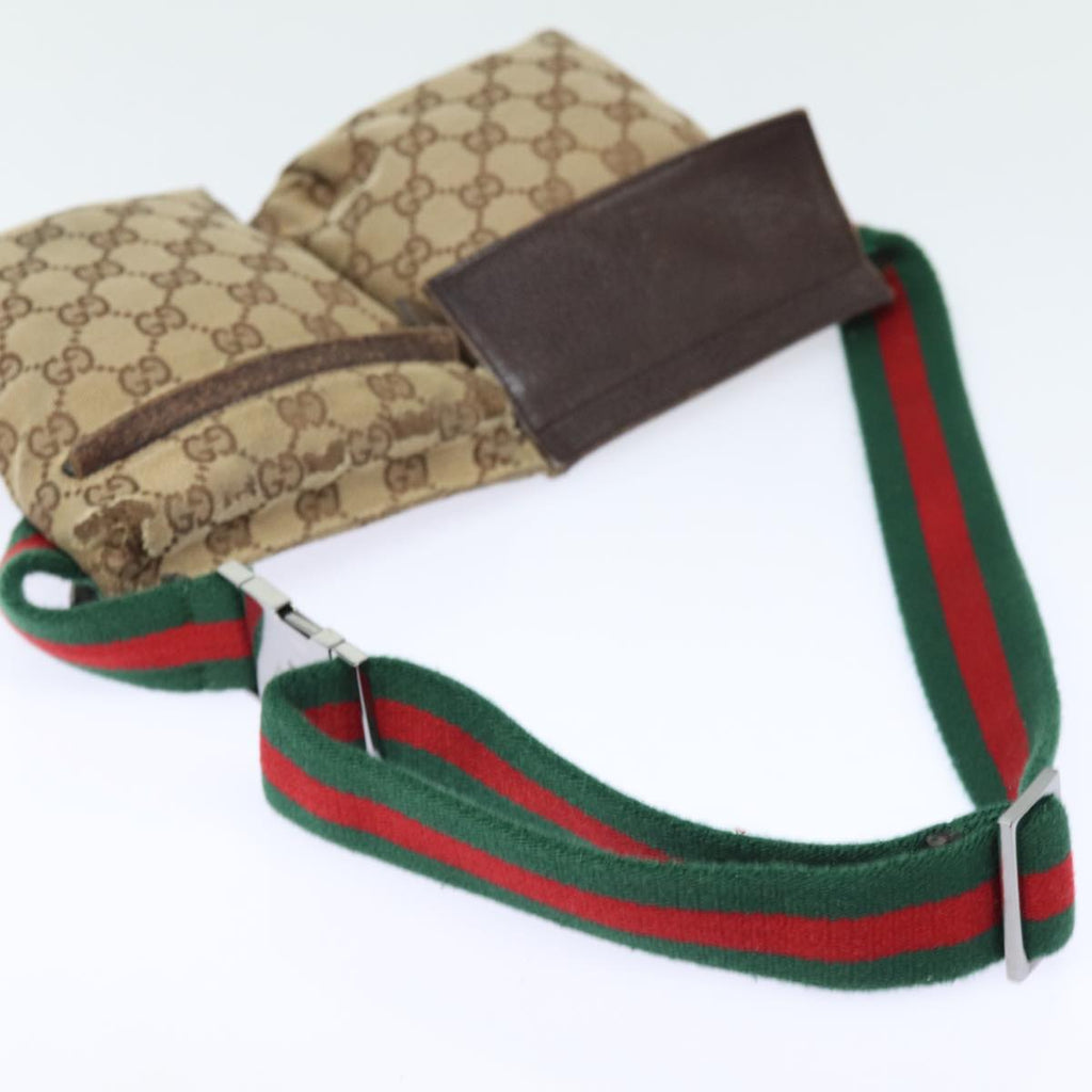 GUCCI GG Canvas Web Sherry Line Waist bag Beige Red Green 28566 am6441