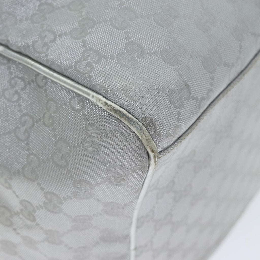 GUCCI GG Canvas Sherry Line Boston Bag Gray Silver 153240 am6442