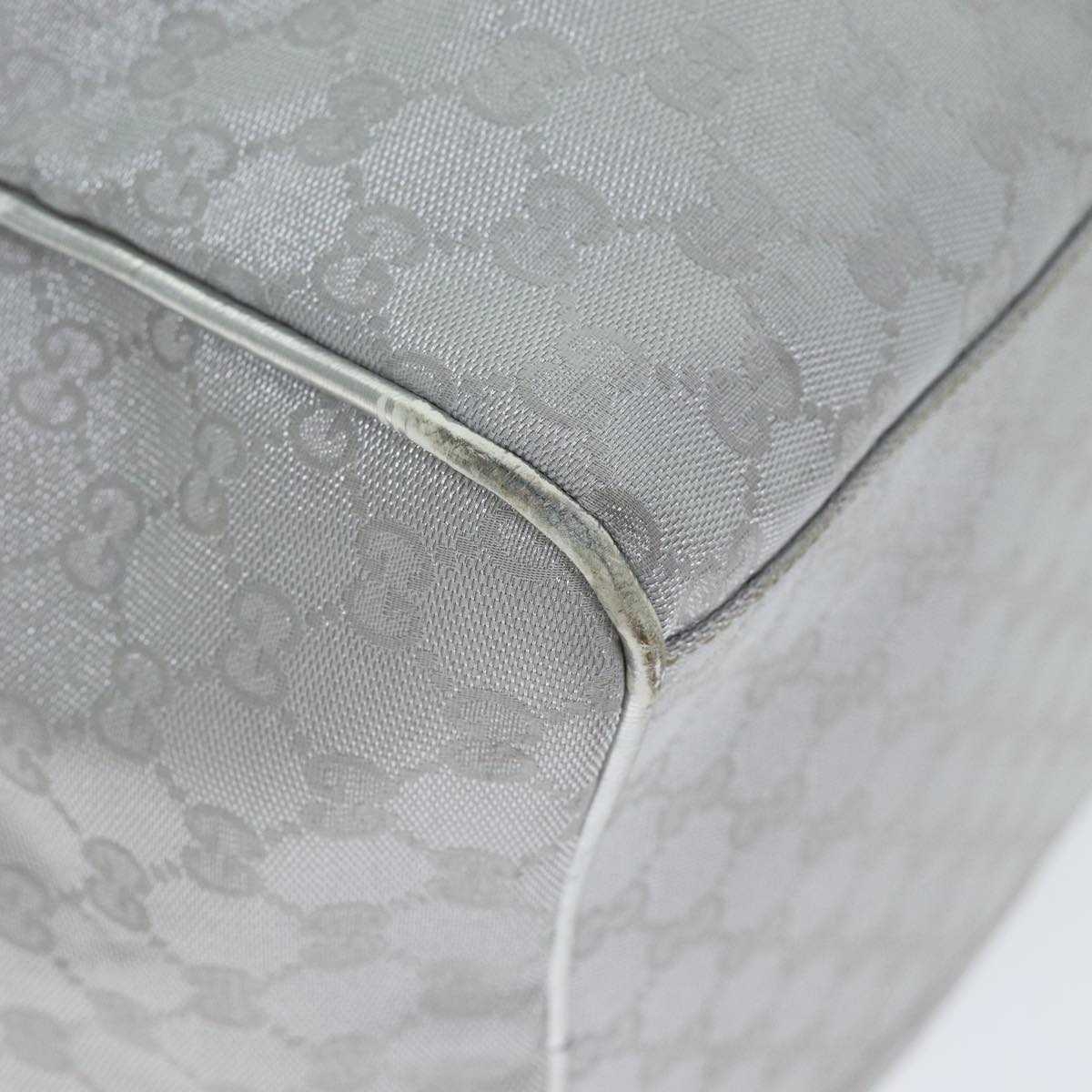 GUCCI GG Canvas Sherry Line Boston Bag Gray Silver 153240 am6442