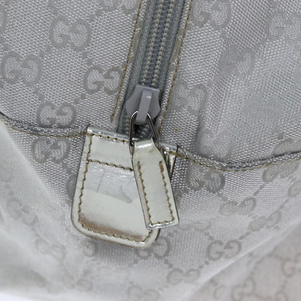 GUCCI GG Canvas Sherry Line Boston Bag Gray Silver 153240 am6442