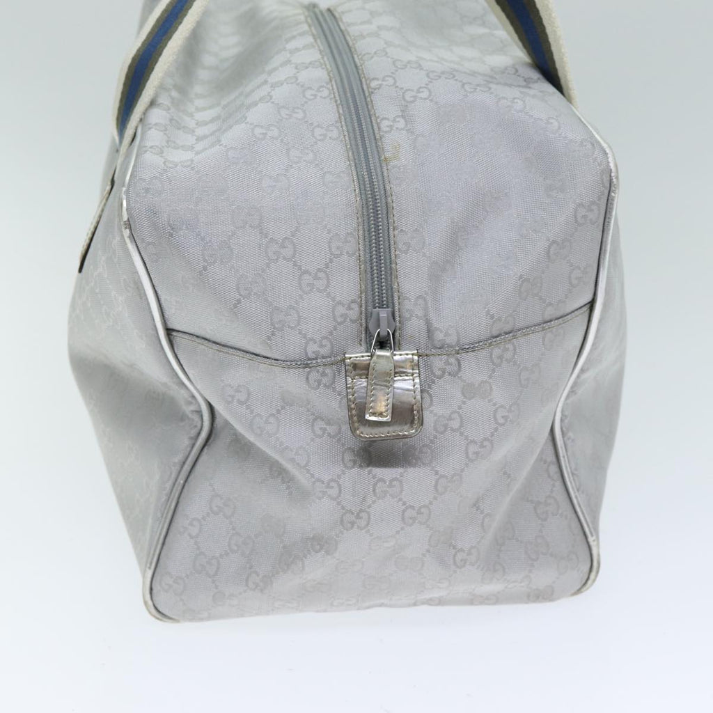 GUCCI GG Canvas Sherry Line Boston Bag Gray Silver 153240 am6442