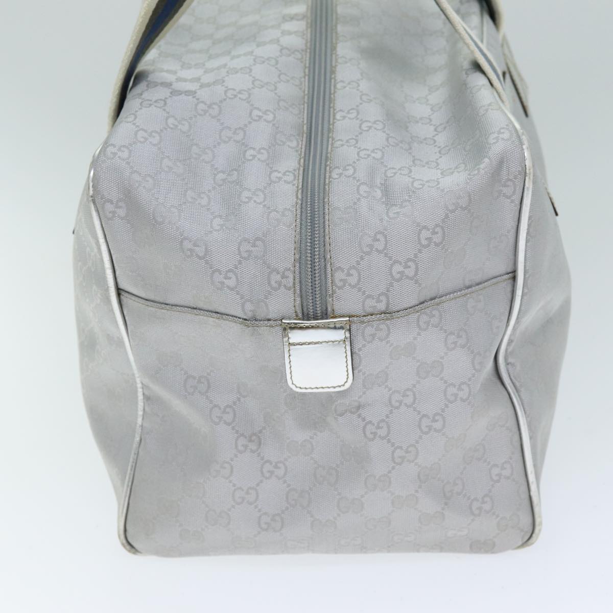 GUCCI GG Canvas Sherry Line Boston Bag Gray Silver 153240 am6442