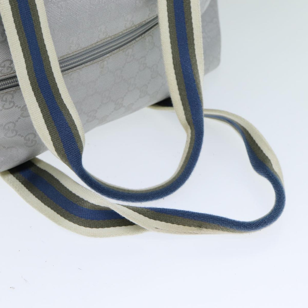 GUCCI GG Canvas Sherry Line Boston Bag Gray Silver 153240 am6442