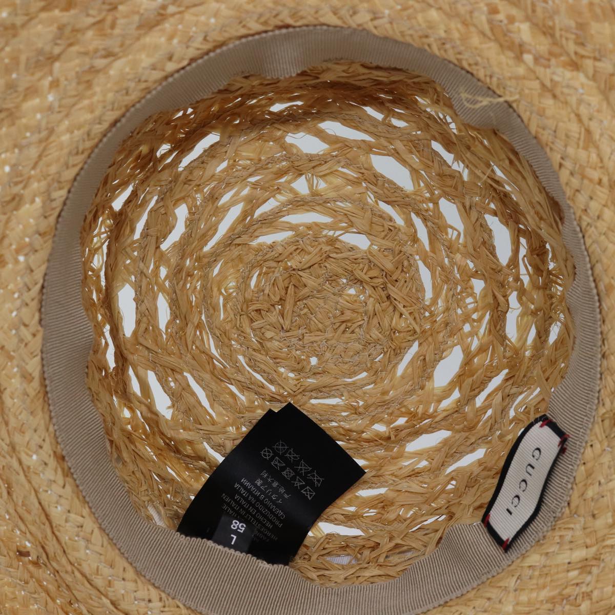 GUCCI Hat straw L size Beige am6467
