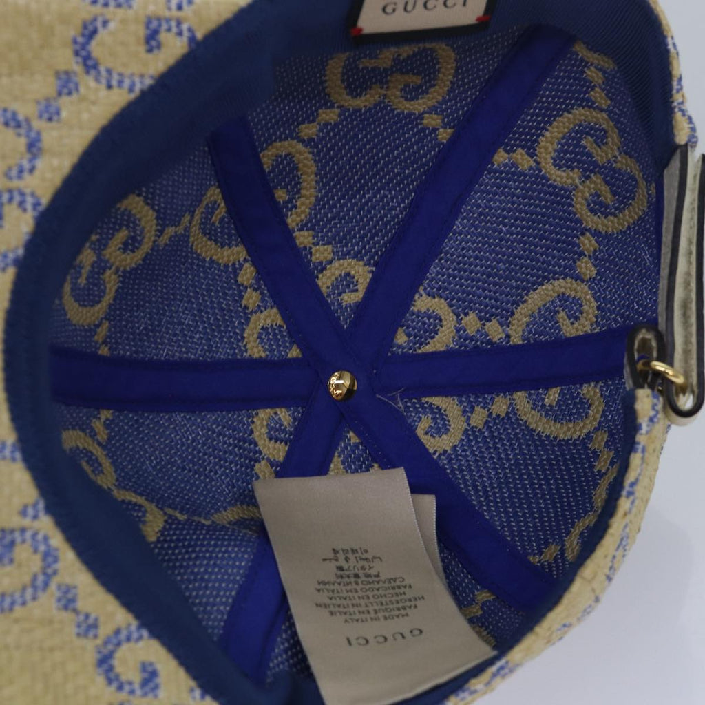 GUCCI Cap GG Canvas Raffia L size Beige 701713 am6474