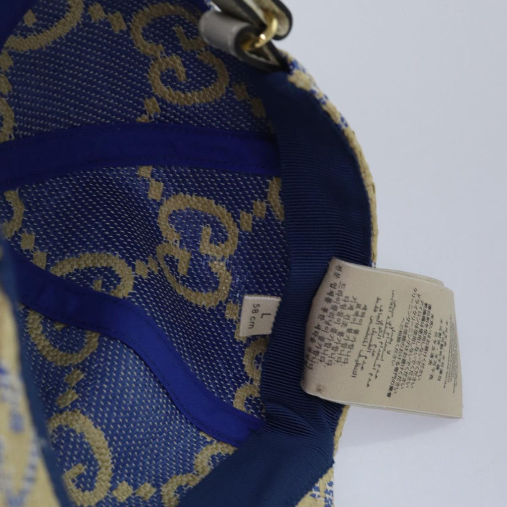 GUCCI Cap GG Canvas Raffia L size Beige 701713 am6474