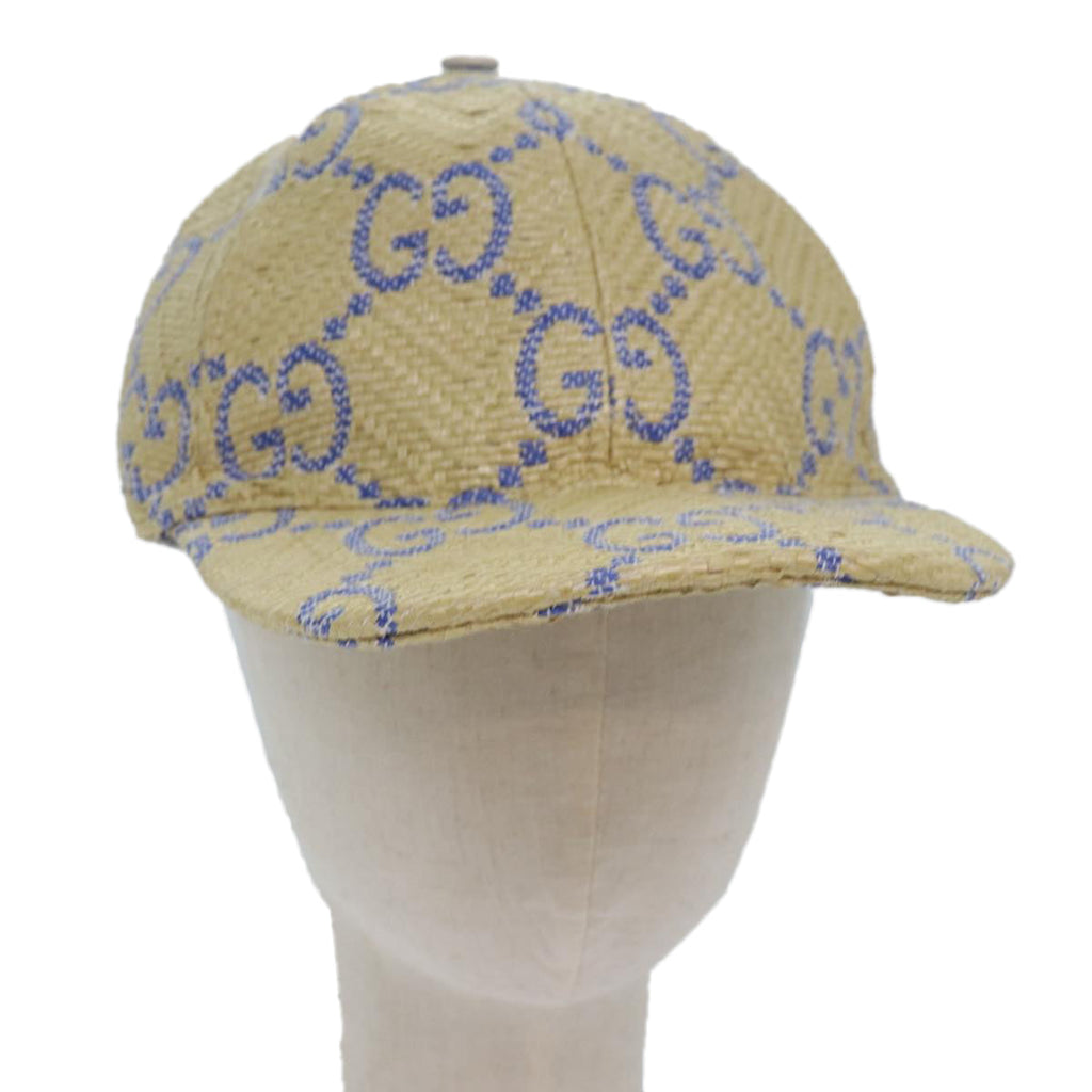 GUCCI Cap GG Canvas Raffia L size Beige 701713 am6474