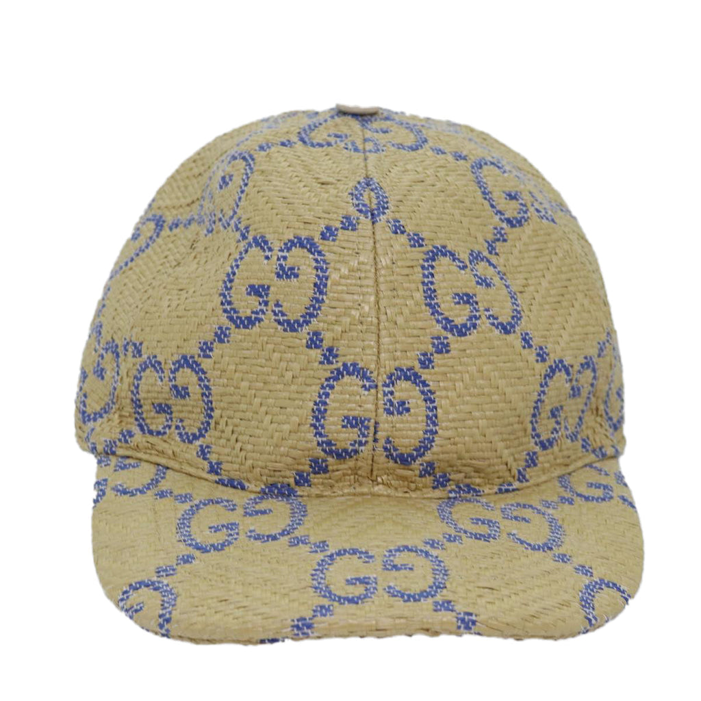 GUCCI Cap GG Canvas Raffia L size Beige 701713 am6474