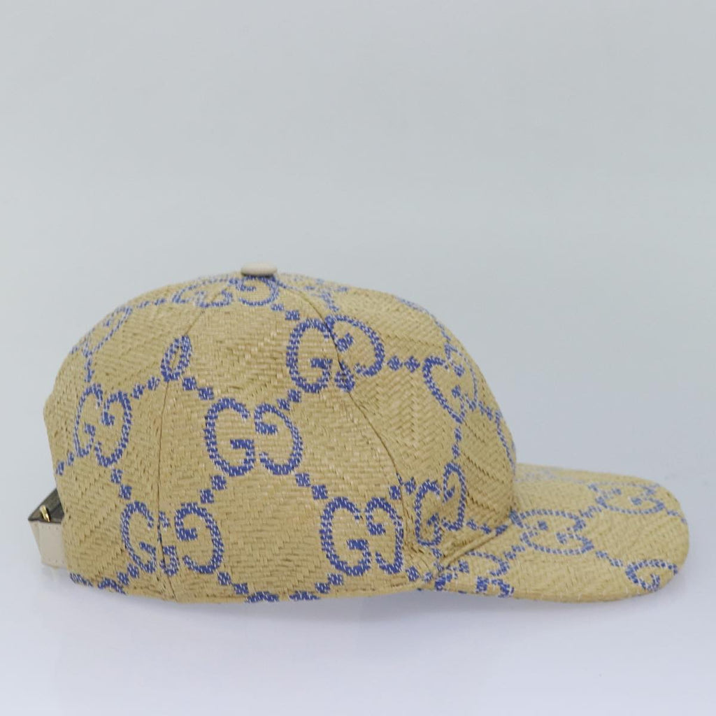 GUCCI Cap GG Canvas Raffia L size Beige 701713 am6474