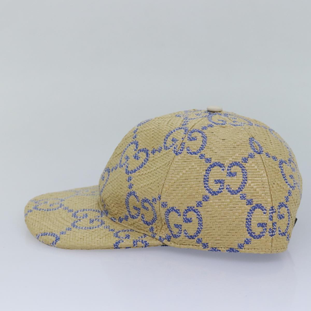 GUCCI Cap GG Canvas Raffia L size Beige 701713 am6474