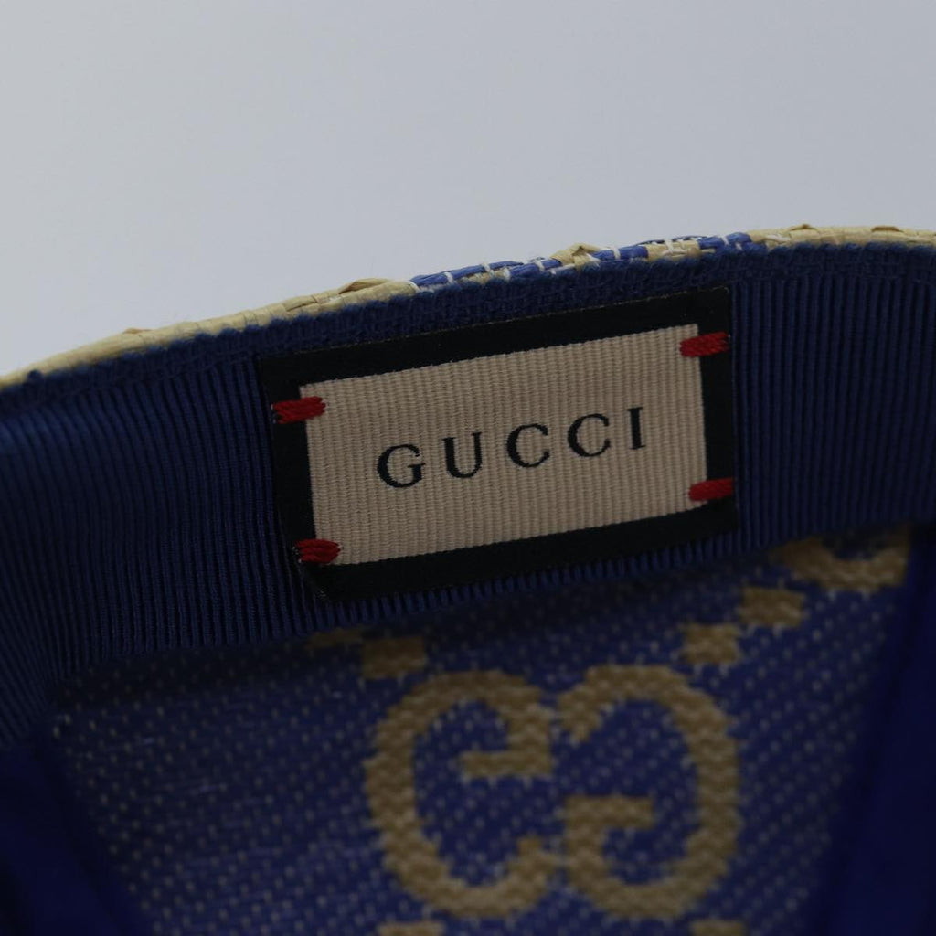GUCCI Cap GG Canvas Raffia L size Beige 701713 am6474