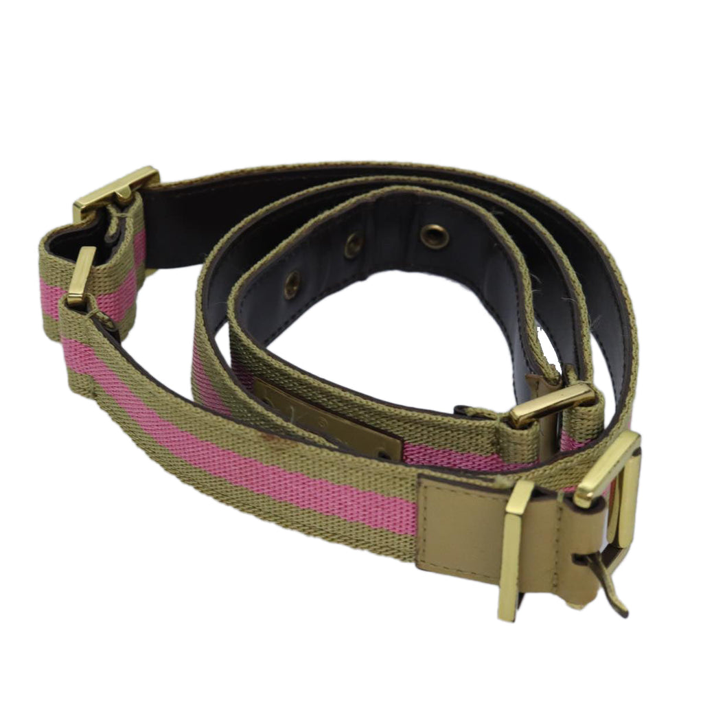 GUCCI Belt Canvas 27.6""-38.6"" Pink Khaki 90737 am6564