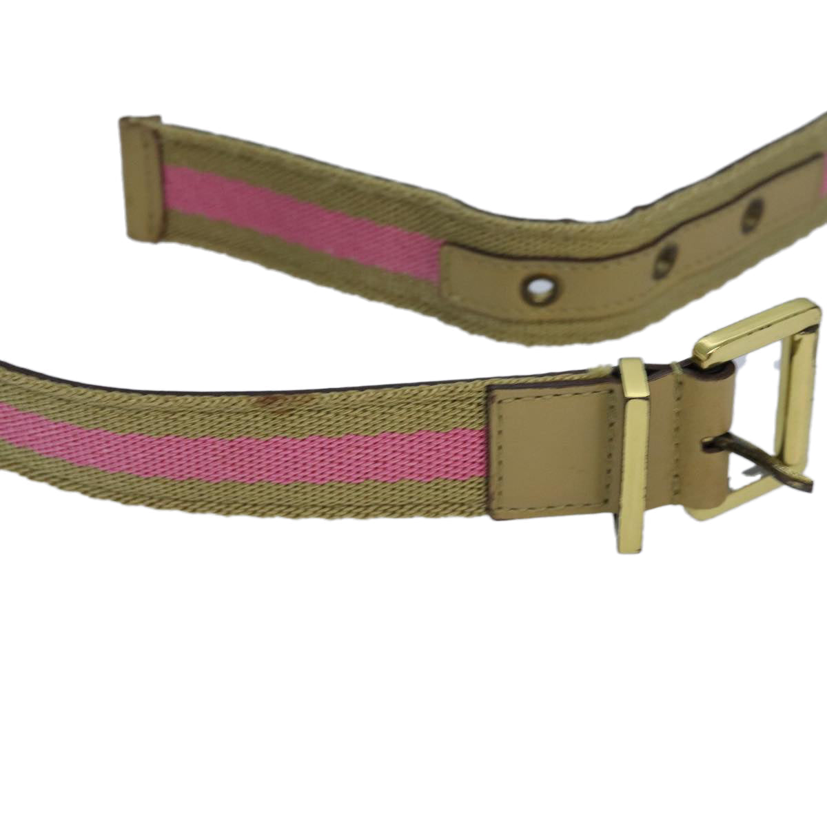 GUCCI Belt Canvas 27.6""-38.6"" Pink Khaki 90737 am6564