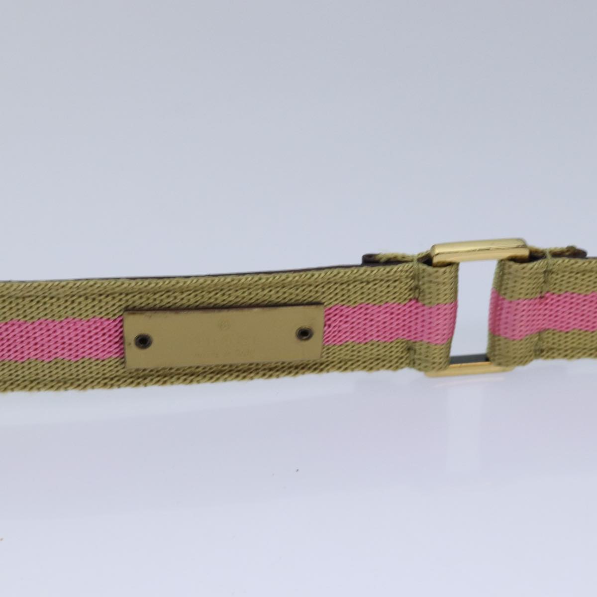 GUCCI Belt Canvas 27.6""-38.6"" Pink Khaki 90737 am6564