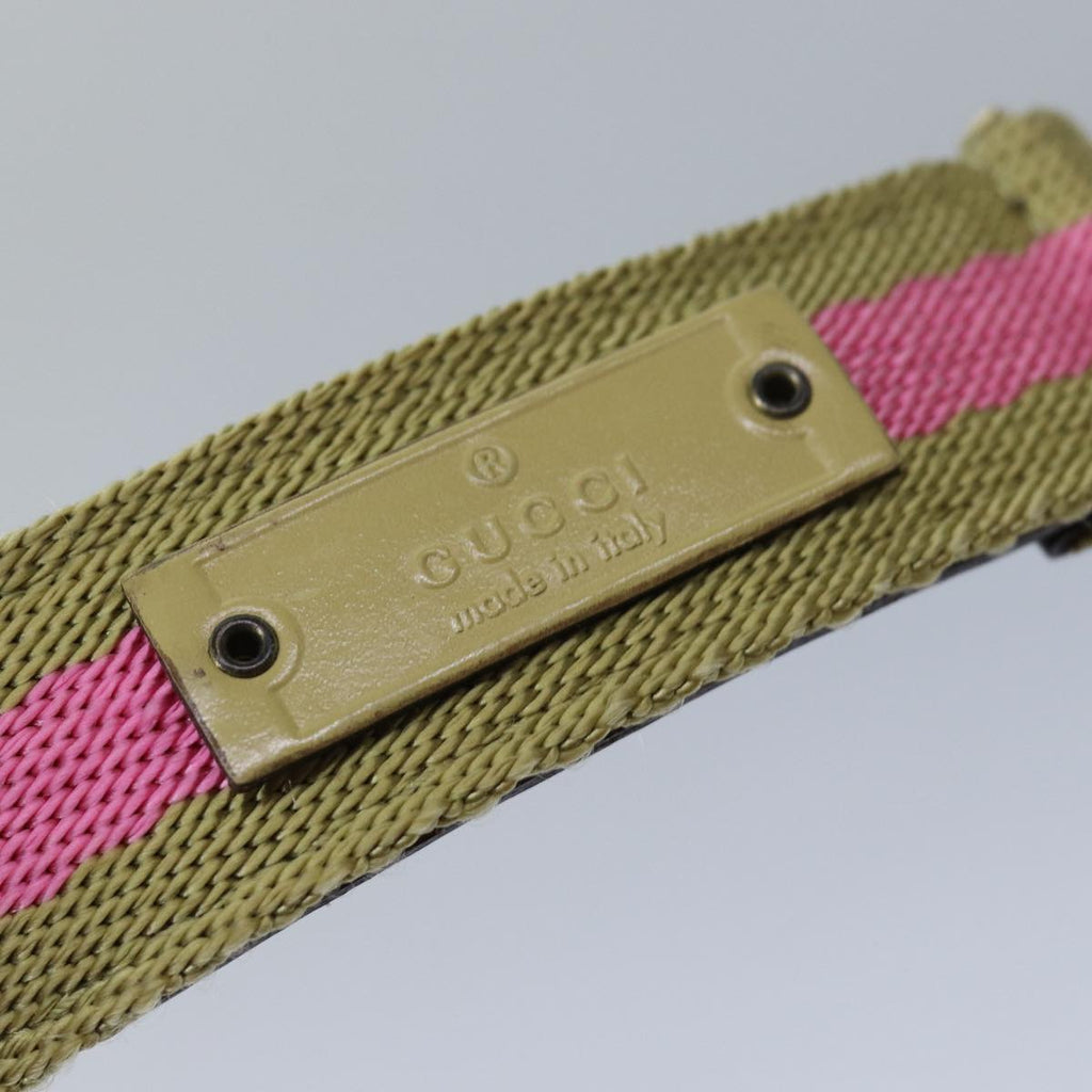 GUCCI Belt Canvas 27.6""-38.6"" Pink Khaki 90737 am6564