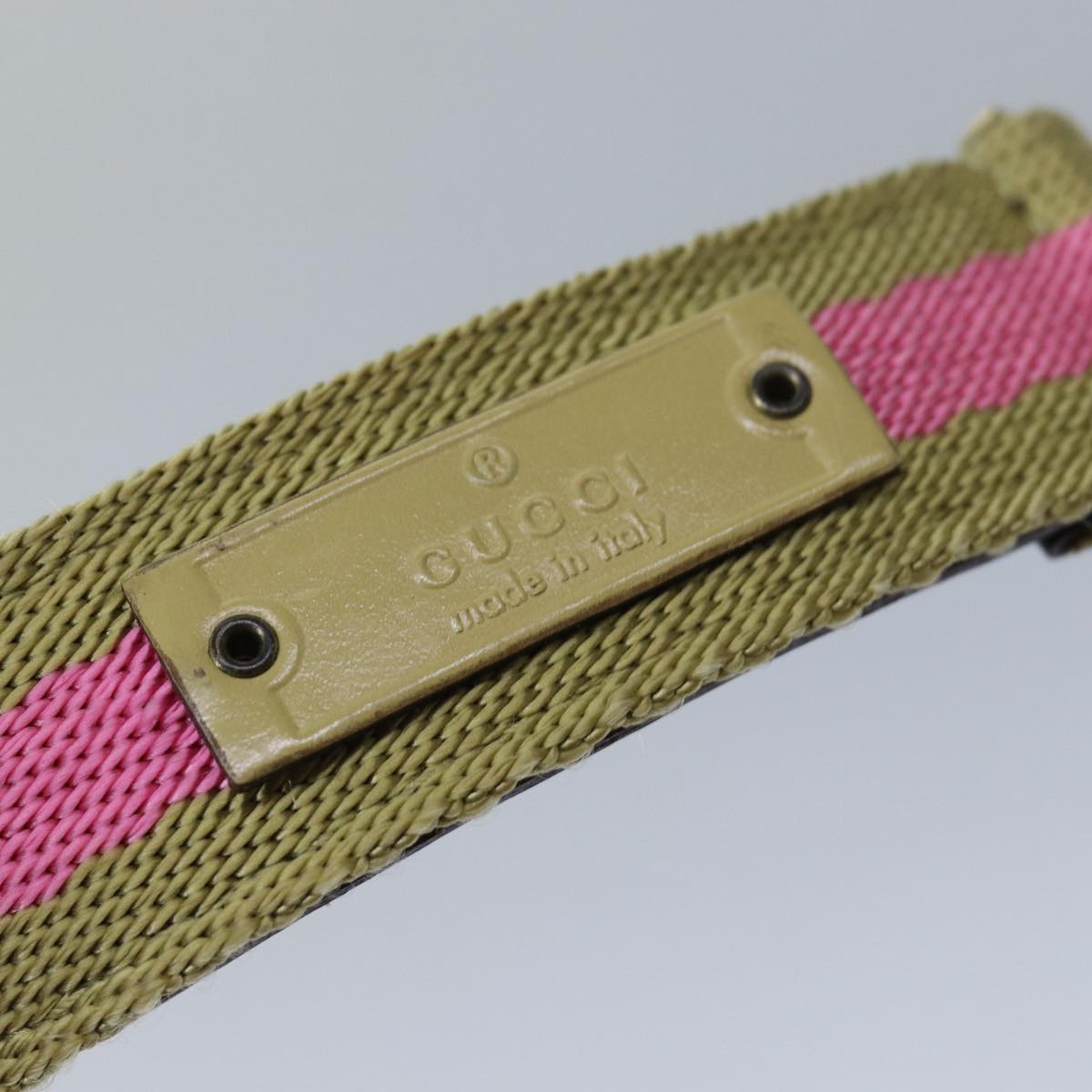 GUCCI Belt Canvas 27.6""-38.6"" Pink Khaki 90737 am6564