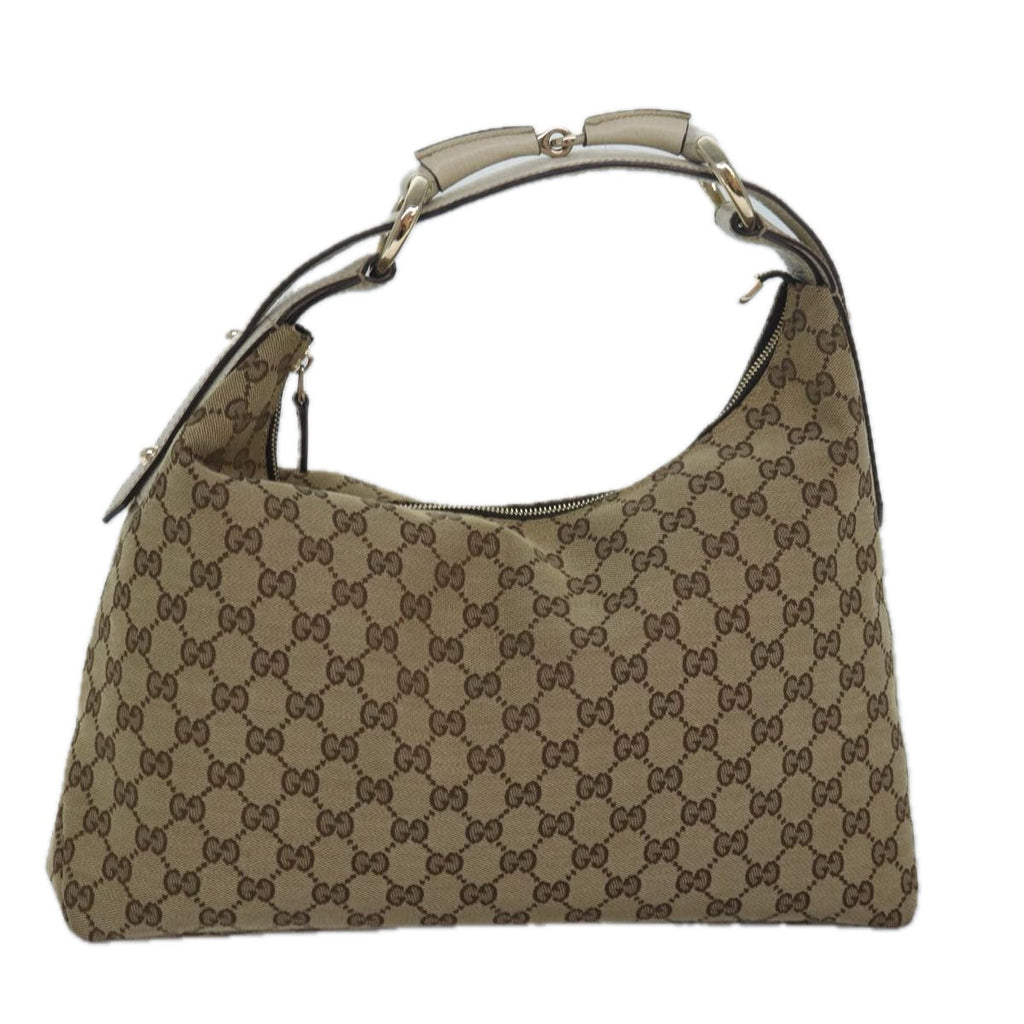 GUCCI Horsebit GG Canvas Hand Bag Beige 115867 am6594A