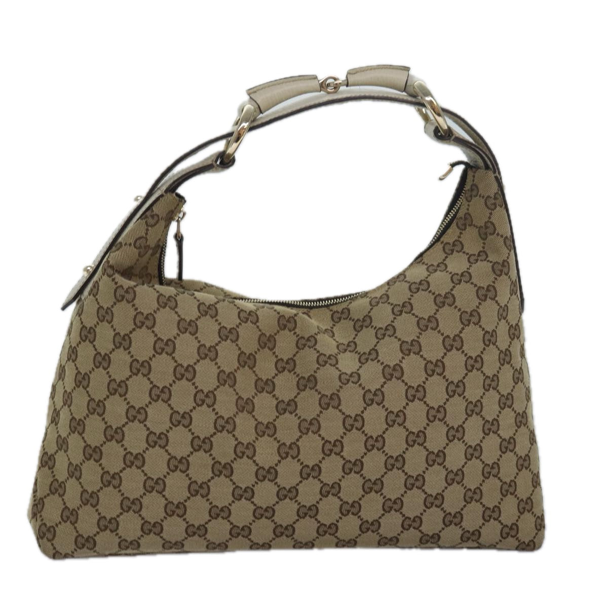 GUCCI Horsebit GG Canvas Hand Bag Beige 115867 am6594A