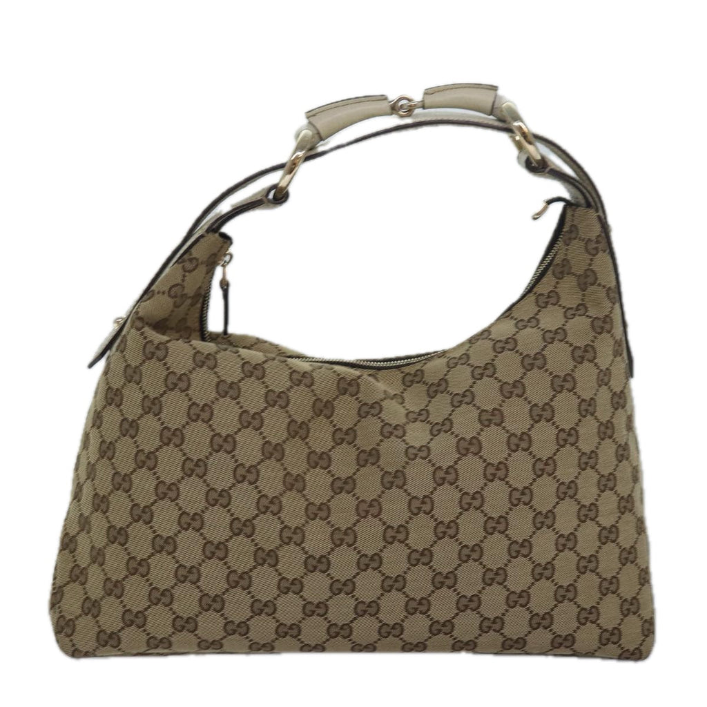 GUCCI Horsebit GG Canvas Hand Bag Beige 115867 am6594A