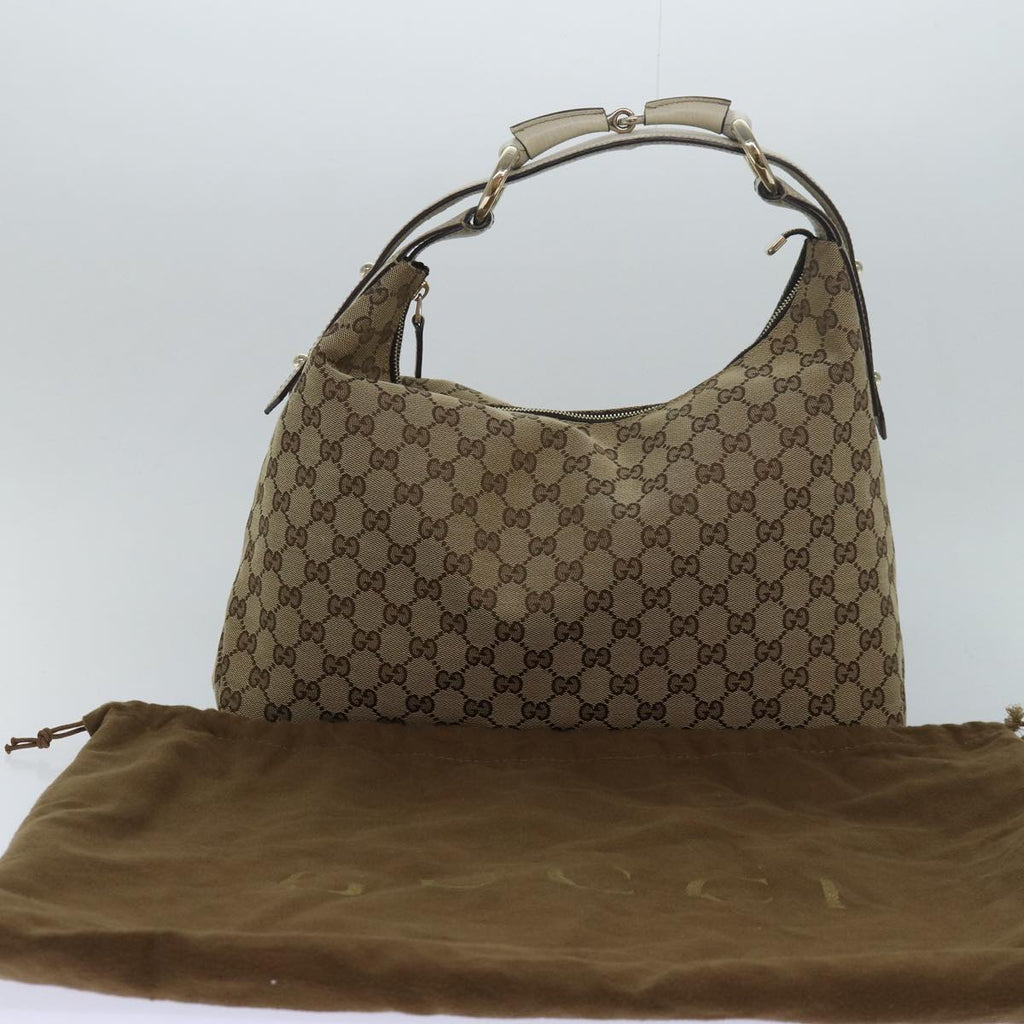 GUCCI Horsebit GG Canvas Hand Bag Beige 115867 am6594A