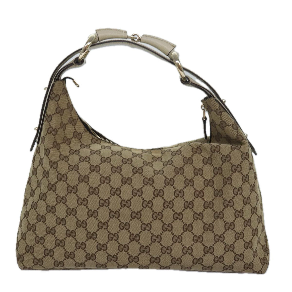 GUCCI Horsebit GG Canvas Hand Bag Beige 115867 am6594A