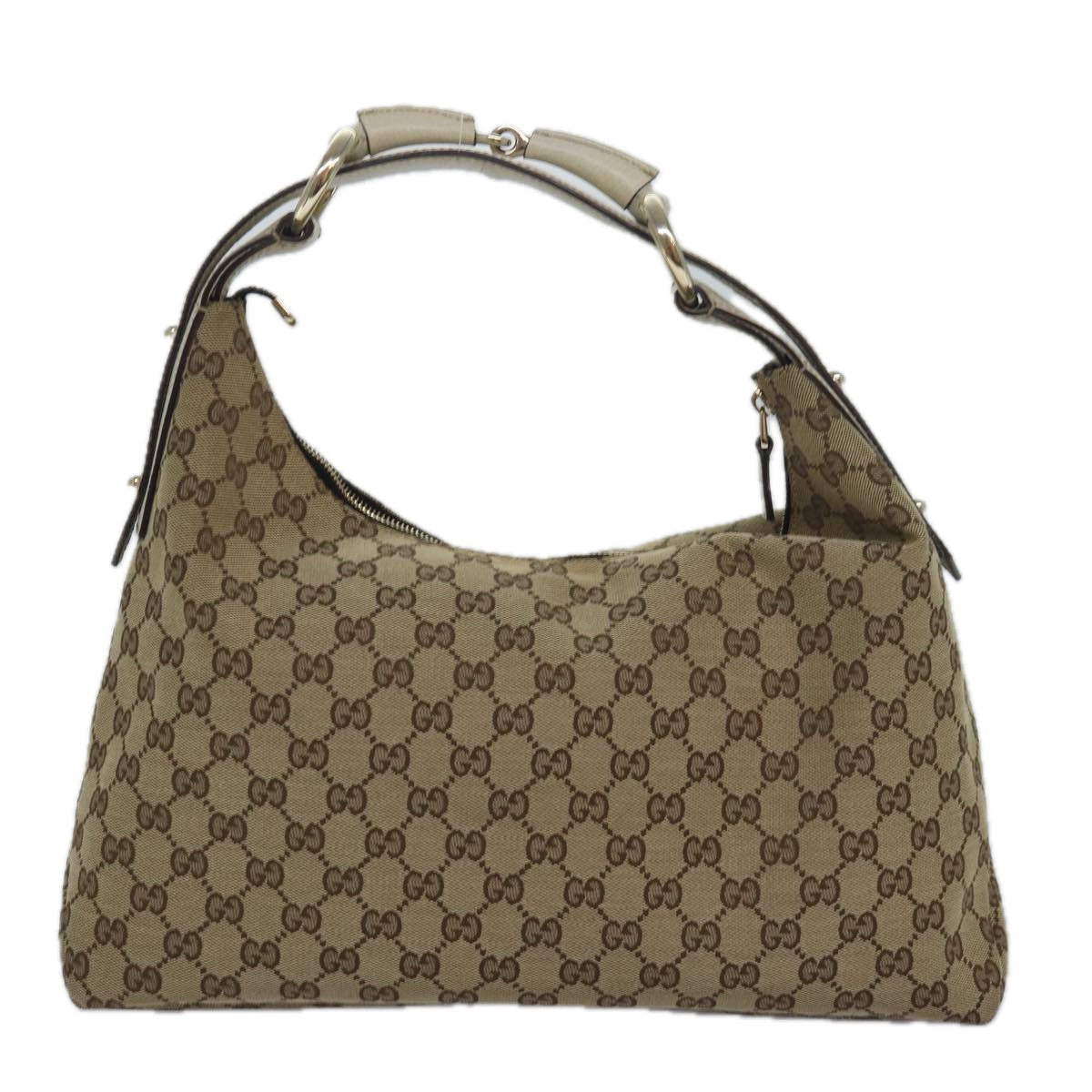 GUCCI Horsebit GG Canvas Hand Bag Beige 115867 am6594A