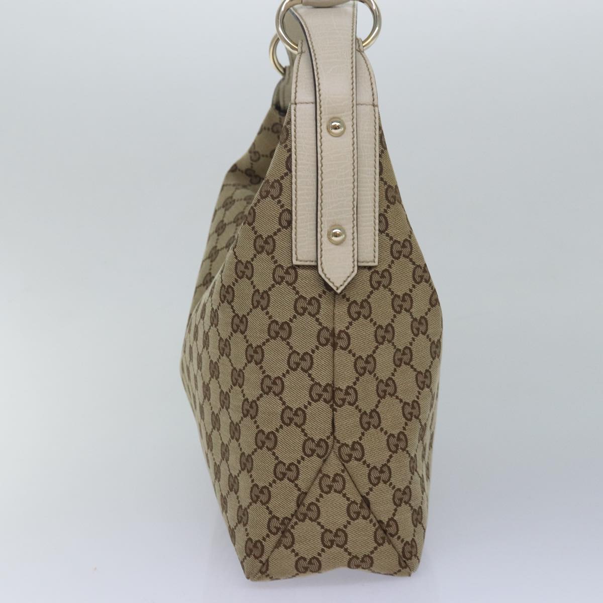GUCCI Horsebit GG Canvas Hand Bag Beige 115867 am6594A