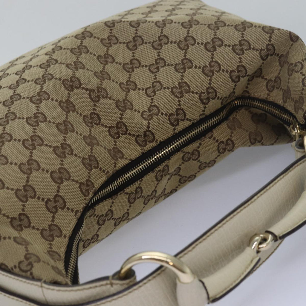 GUCCI Horsebit GG Canvas Hand Bag Beige 115867 am6594A