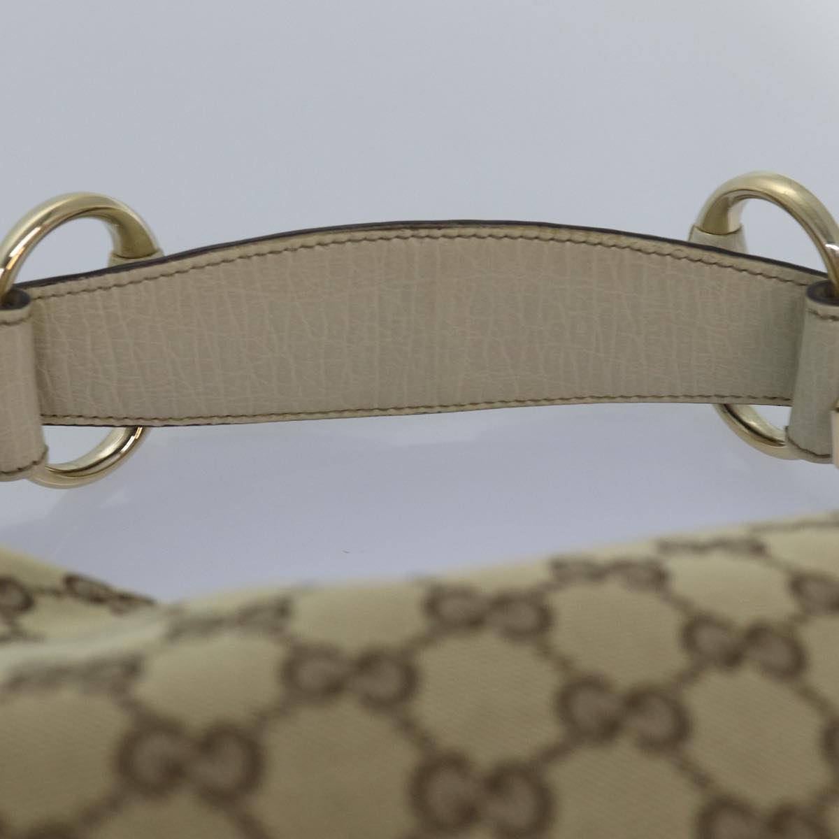 GUCCI Horsebit GG Canvas Hand Bag Beige 115867 am6594A