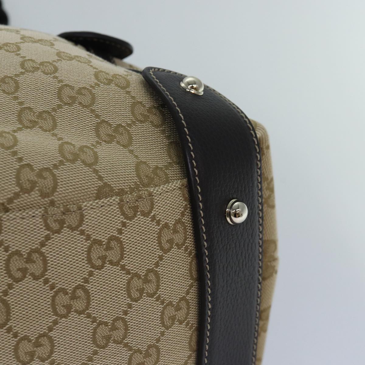 GUCCI Horsebit GG Canvas Hand Bag Outlet Beige 336653 am6595A