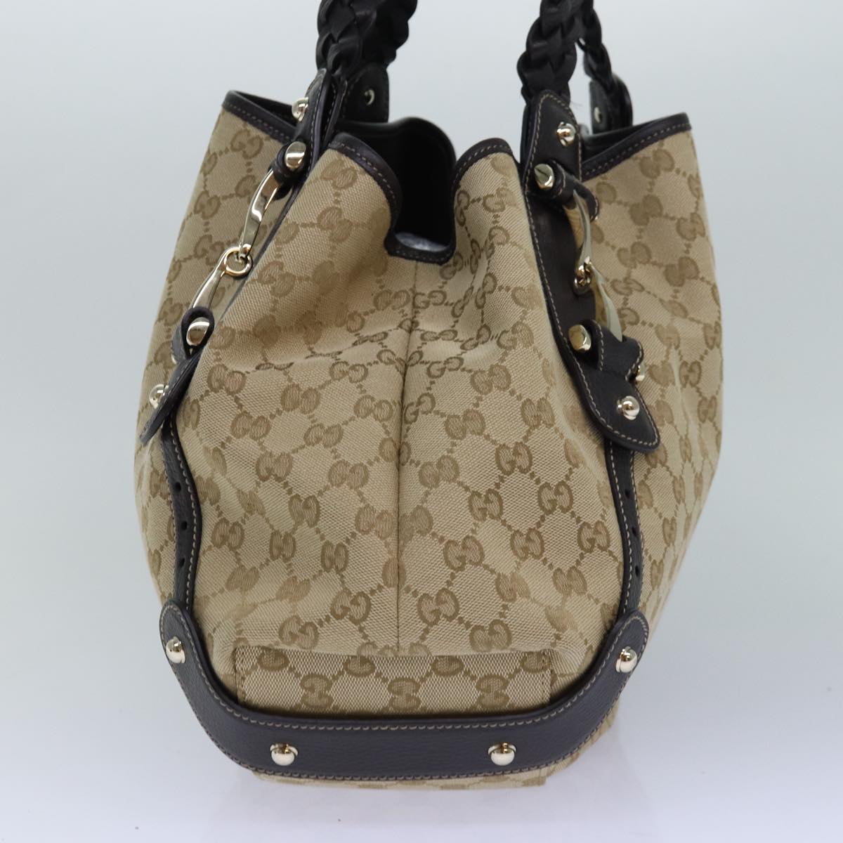 GUCCI Horsebit GG Canvas Hand Bag Outlet Beige 336653 am6595A